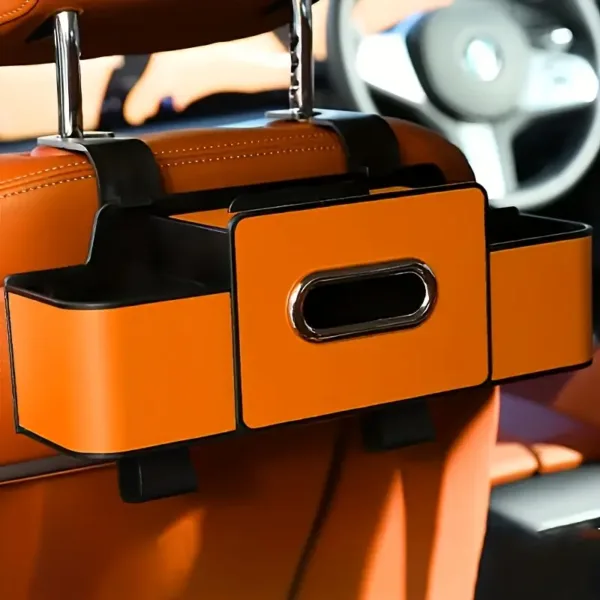 Organisateur voiture dossier siège cuir avec distributeur de mouchoirs et porte-gobelet