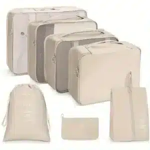 Set de 7 organiseurs de valise couleur unie pour rangement voyage