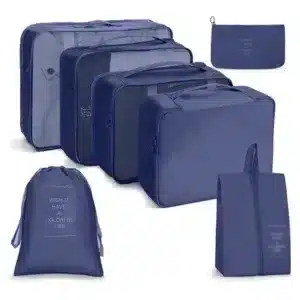 Set de 7 organiseurs de valise couleur unie pour rangement voyage