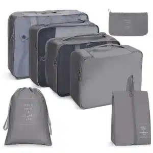 Set de 7 organiseurs de valise couleur unie pour rangement voyage