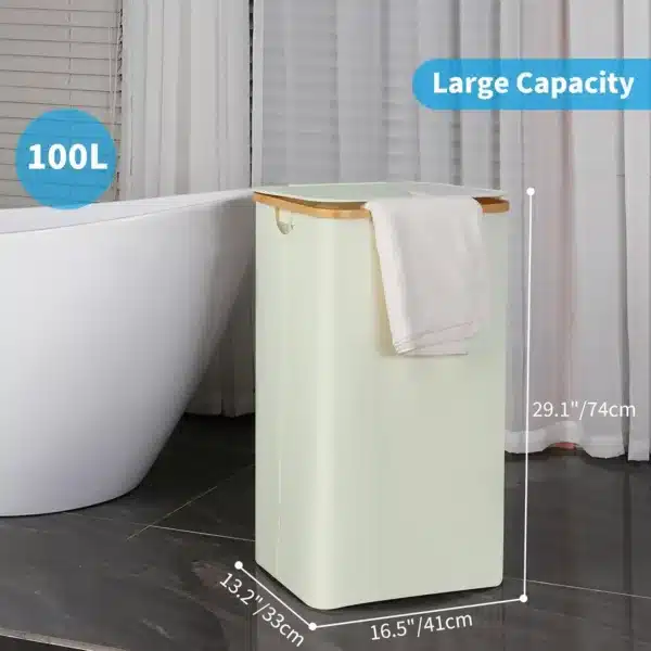 Panier à linge 100L avec couvercle et sac intérieur amovible en filet
