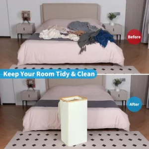 Panier à linge 100L avec couvercle et sac intérieur amovible en filet