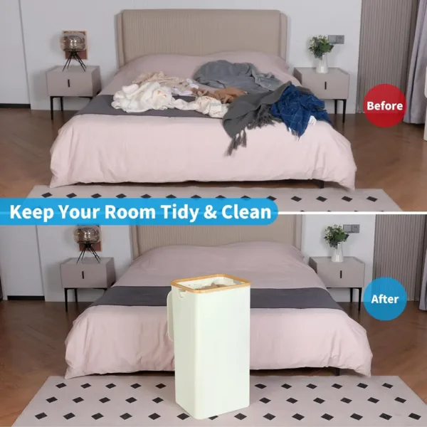 Panier à linge 100L avec couvercle et sac intérieur amovible en filet