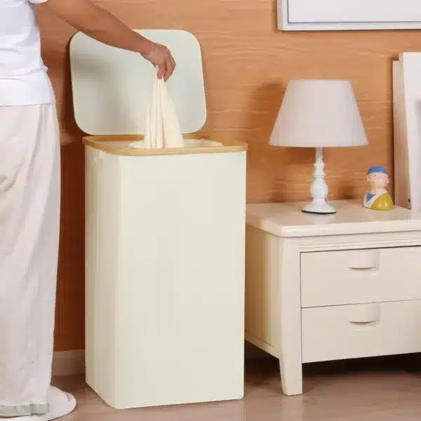 Panier à linge 100L avec couvercle et sac intérieur amovible en filet
