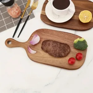 Planche à découper en bois avec poignée pour cuisine ou présentation