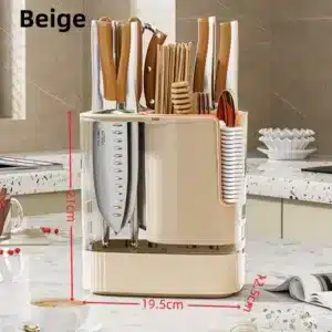 Range couteaux multifonction avec compartiments et égouttoir pour ustensiles de cuisine