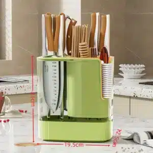 Range couteaux multifonction avec compartiments et égouttoir pour ustensiles de cuisine
