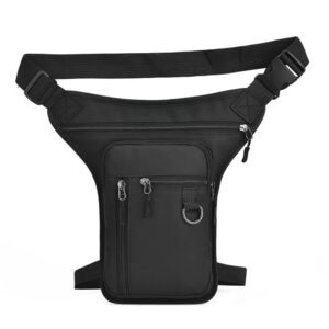 Sac banane cuisse homme multi-poches imperméable avec fixation jambe et ceinture