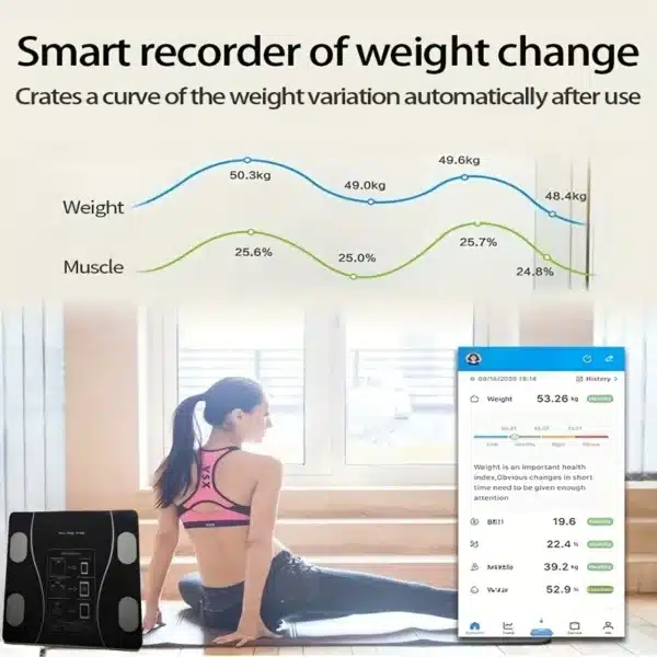 balance connectée Bluetooth avec application mobile pour suivi santé et poids à Casablanca