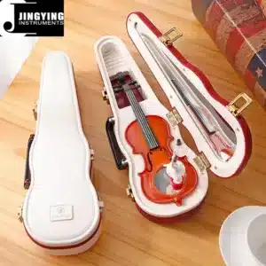 Boîte à musique en forme de violon avec ballerine dans un étui rigide rouge ou noir