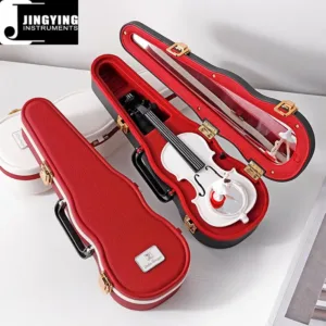 Boîte à musique en forme de violon avec ballerine dans un étui rigide rouge ou noir