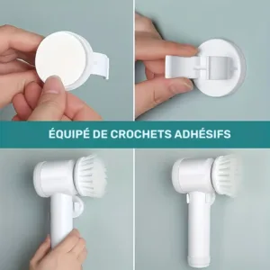 Brosse électrique de nettoyage multifonction avec accessoires et recharge USB