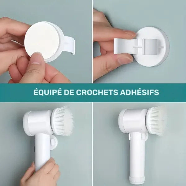 Brosse électrique de nettoyage multifonction avec accessoires et recharge USB