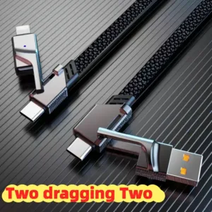 Câble de charge 4 en 1 USB Type-C Lightning deux en un pour téléphone et tablette