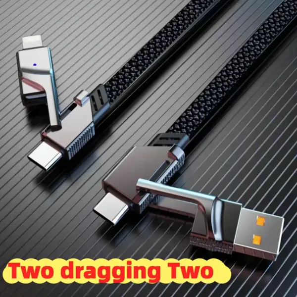 Câble de charge 4 en 1 USB Type-C Lightning deux en un pour téléphone et tablette