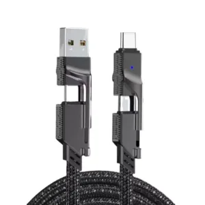 Câble de charge 4 en 1 USB Type-C Lightning deux en un pour téléphone et tablette