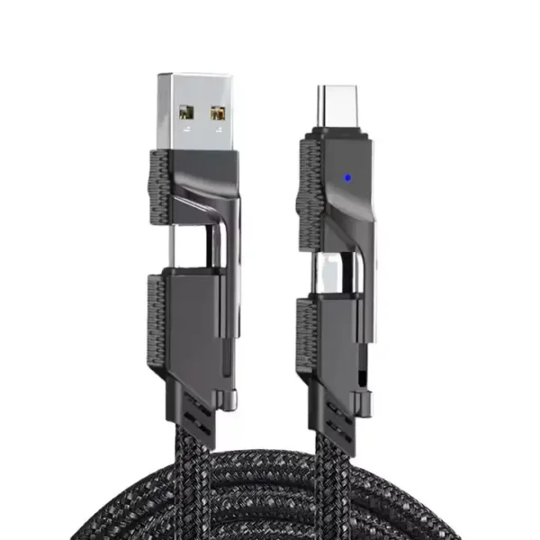 Câble de charge 4 en 1 USB Type-C Lightning deux en un pour téléphone et tablette