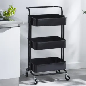 chariot de rangement à roulettes noir 3 niveaux pour maison et bureau à Casablanca