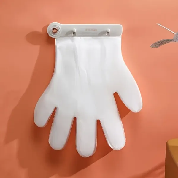 Gants jetables transparents accrochés au mur avec distributeur pratique pour cuisine ou ménage – Maroc