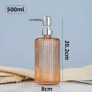 distributeur de savon liquide en verre cannelé 500 ml pour salle de bain ou cuisine