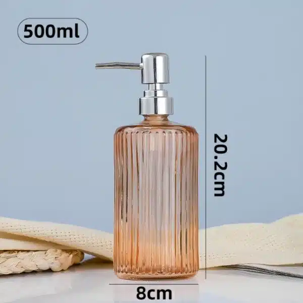 distributeur de savon liquide en verre cannelé 500 ml pour salle de bain ou cuisine
