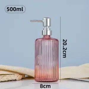 distributeur de savon liquide en verre cannelé 500 ml pour salle de bain ou cuisine