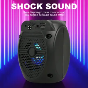 enceinte Bluetooth portable Sing-e ZQS1308 noire avec lumières LED bleues et boîte d’origine