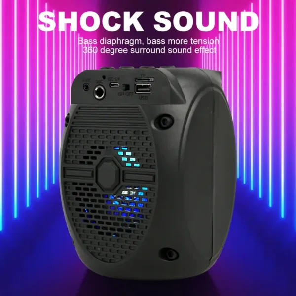 enceinte Bluetooth portable Sing-e ZQS1308 noire avec lumières LED bleues et boîte d’origine