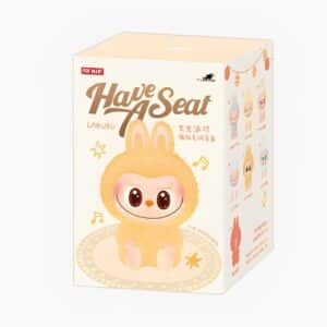 boîte de la figurine mystère Have A Seat Labubu de Pop Mart kawaii