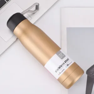 Gourde isotherme inox noire 550 ml design avec dragonne