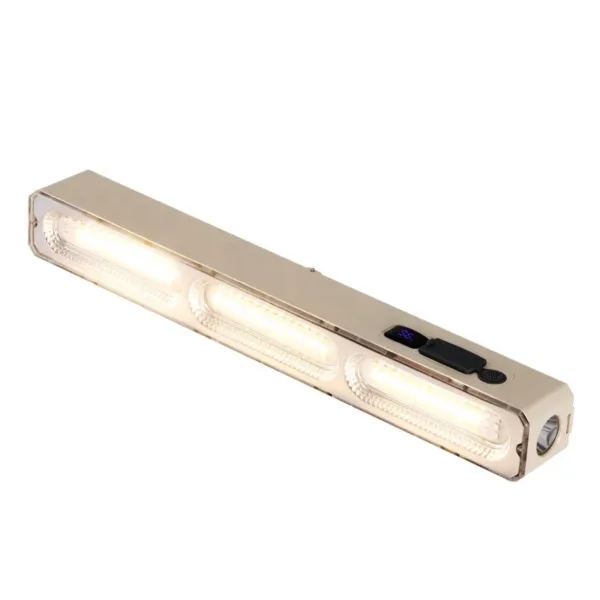 lampe LED portable rechargeable beige avec lumière puissante