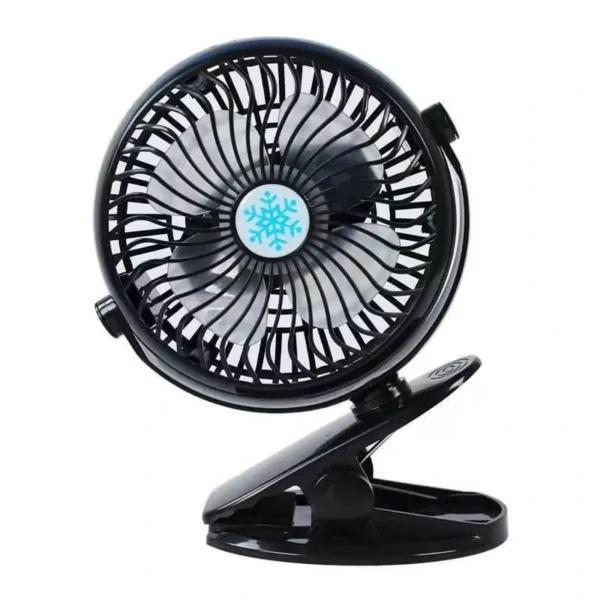 Mini ventilateur portable à pince vert, rechargeable par USB, rotatif à 360 degrés