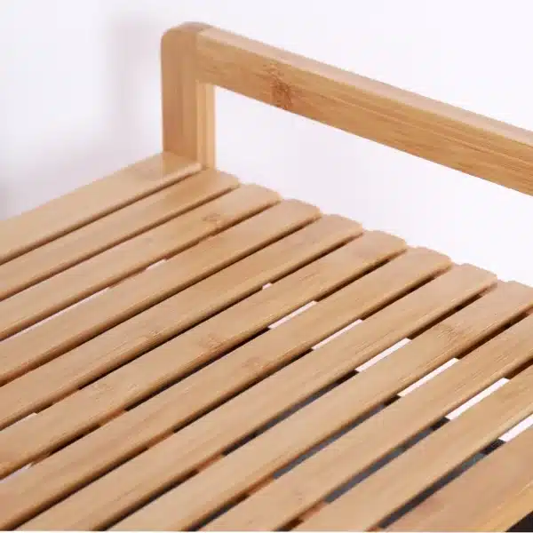 Meuble rangement 3 tiroirs en tissu gris avec cadre en bambou