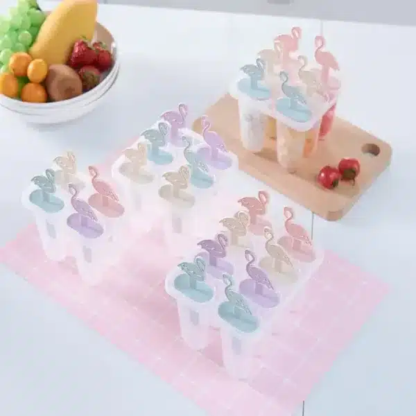 Moule à glace flamingo pastel réutilisable pour enfants