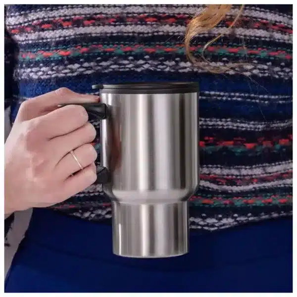 Mug isotherme inox voiture 450ml avec poignée et couvercle noir – Maroc