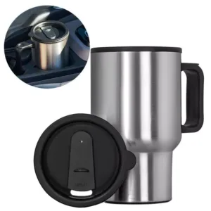 Mug isotherme inox voiture 450ml avec poignée et couvercle noir – Maroc
