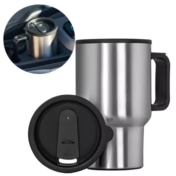 Mug isotherme inox voiture 450ml avec poignée et couvercle noir – Maroc