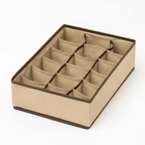 Organisateur de tiroir gris 18 cases, rangement sous-vêtements pliable en tissu