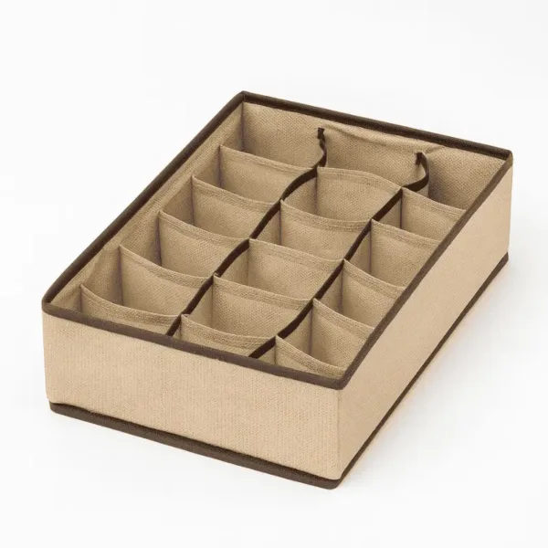 Organisateur de tiroir gris 18 cases, rangement sous-vêtements pliable en tissu