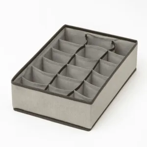 Organisateur de tiroir gris 18 cases, rangement sous-vêtements pliable en tissu