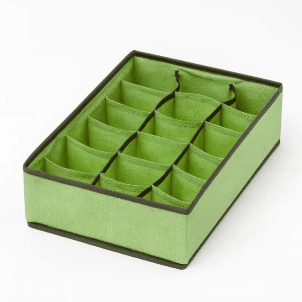Organisateur de tiroir gris 18 cases, rangement sous-vêtements pliable en tissu