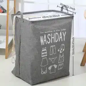 Panier à linge pliable WASHDAY avec cordon de serrage – rangement vêtements sales – tissu Oxford – Casablanca Maroc