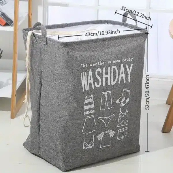 Panier à linge pliable WASHDAY avec cordon de serrage – rangement vêtements sales – tissu Oxford – Casablanca Maroc