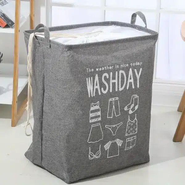 Panier à linge pliable WASHDAY avec cordon de serrage – rangement vêtements sales – tissu Oxford – Casablanca Maroc