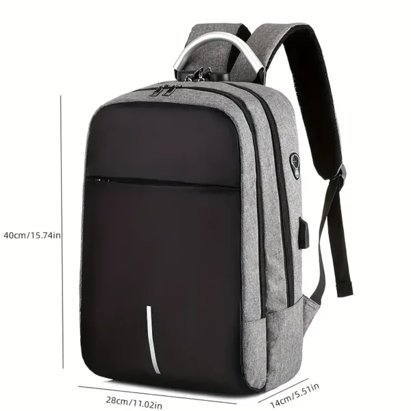 Sac à dos antivol avec port USB et poignée en métal – idéal pour ordinateur portable 15.6 pouces – gris et noir – Casablanca Maroc