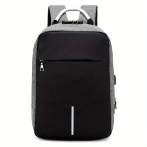 Sac à dos antivol avec port USB et poignée en métal – idéal pour ordinateur portable 15.6 pouces – gris et noir – Casablanca Maroc