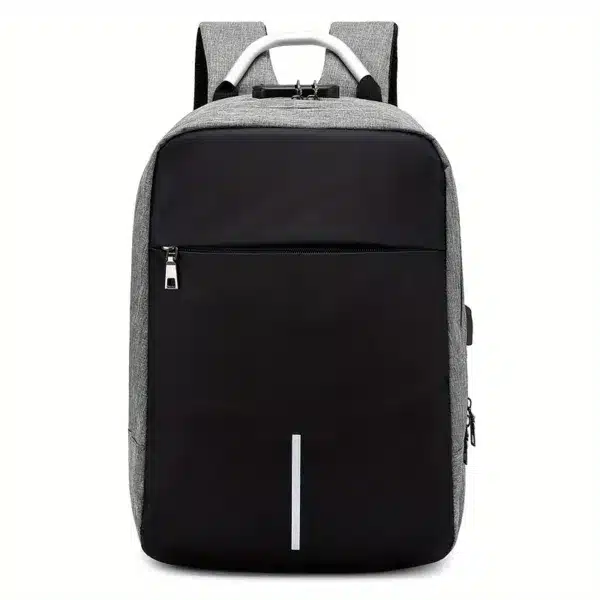 Sac à dos antivol avec port USB et poignée en métal – idéal pour ordinateur portable 15.6 pouces – gris et noir – Casablanca Maroc