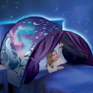Tente de lit enfant avec ciel étoilé violette installée sur lit une place – Casablanca Maroc