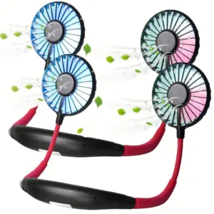Ventilateur tour de cou double tête rechargeable noir– Été Maroc
