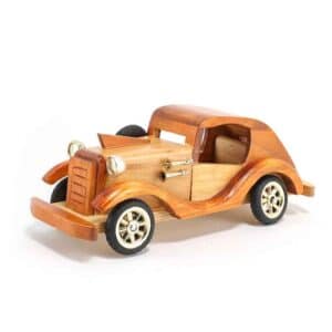 Voiture ancienne en bois artisanale 10 pouces pour décoration ou collection
